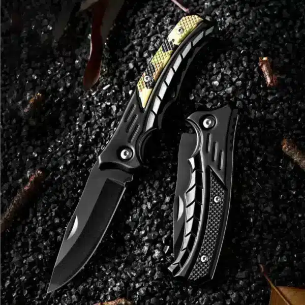 Black Stainless Steel Snap On Camping Knife