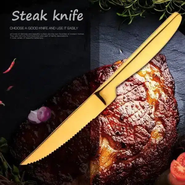 Single Gold Serrated Streak Knife