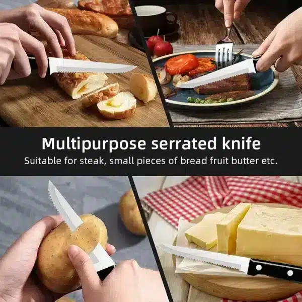 8 Piece Serrated Stainless Steel Steak Knives Set - Image 5