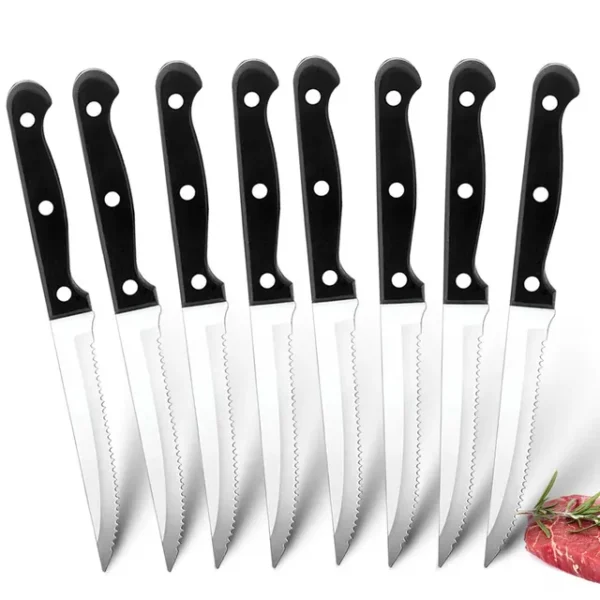 8 Piece Serrated Stainless Steel Steak Knives Set